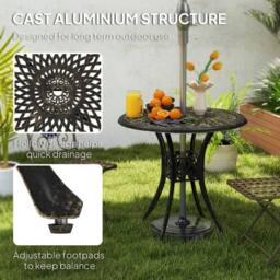 Wyld Haus Kenofa Cast Aluminium Bronze Round Garden Dining Table Parasol Hole - thumbnail 5