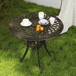 Wyld Haus Kenofa Cast Aluminium Bronze Round Garden Dining Table Parasol Hole - thumbnail 9