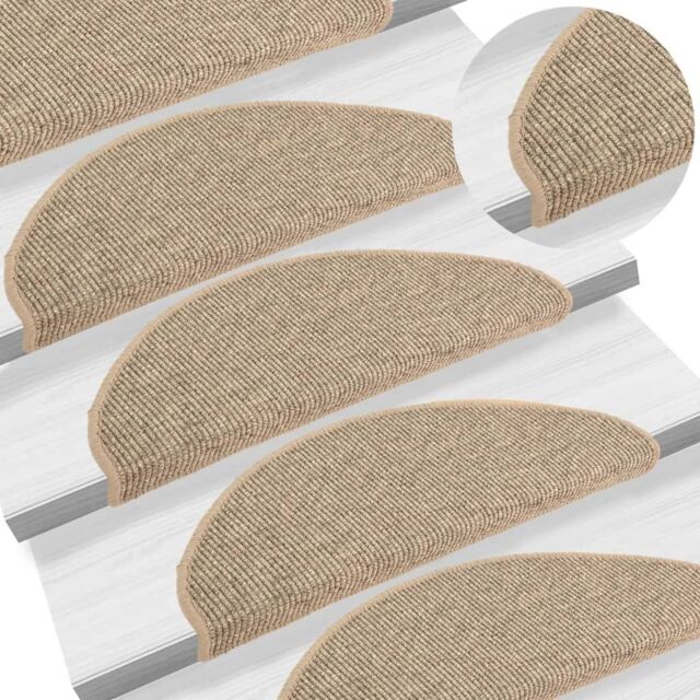 Berkfield Home Stair Mats Self-adhesive 15 pcs Dark Beige 65x21x4 cm - Size: Medium - image 1