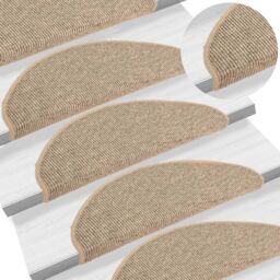 Berkfield Home Stair Mats Self-adhesive 15 pcs Dark Beige 65x21x4 cm - Size: Medium - thumbnail 1