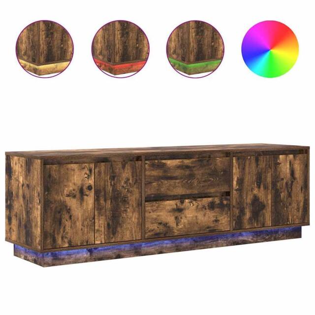 Berkfield Home TV Cabinet with LED Lights Smoked Oak 160.5x41x50 cm in Brown - image 1