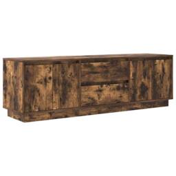 Berkfield Home TV Cabinet with LED Lights Smoked Oak 160.5x41x50 cm in Brown - thumbnail 3