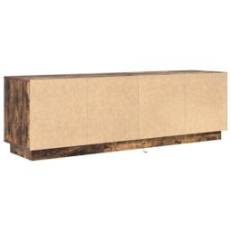 Berkfield Home TV Cabinet with LED Lights Smoked Oak 160.5x41x50 cm in Brown - thumbnail 9