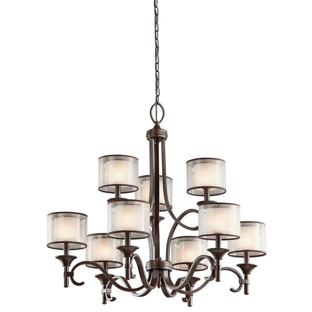 Loops 9Chandelier LIght LIGHT UMBER METALLIC FROSTED Shade Mission Bronze LED E14 60W