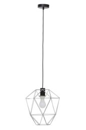 Orsina Polished Chrome Pendant Light, Triangle Cage Frame Hanging Ceiling Light For Kitchen, Ceiling Mounted Lamp in Silver - thumbnail 3