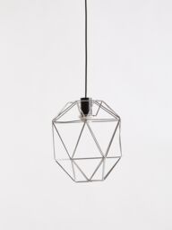 Orsina Polished Chrome Pendant Light, Triangle Cage Frame Hanging Ceiling Light For Kitchen, Ceiling Mounted Lamp in Silver - thumbnail 5