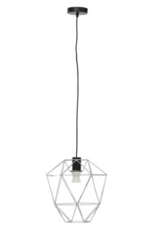 Orsina Polished Chrome Pendant Light, Triangle Cage Frame Hanging Ceiling Light For Kitchen, Ceiling Mounted Lamp in Silver - thumbnail 4