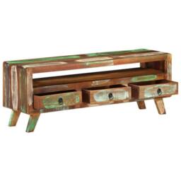 Berkfield Home TV Cabinet Multicolour 110x30x40 cm Solid Reclaimed Wood - Size: 110 x 30 x 40 cm - thumbnail 1