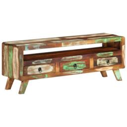 Berkfield Home TV Cabinet Multicolour 110x30x40 cm Solid Reclaimed Wood - Size: 110 x 30 x 40 cm - thumbnail 2