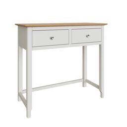 FWStyle White Linen 2 Drawer Dressing Table Oak Top Assembled - thumbnail 2
