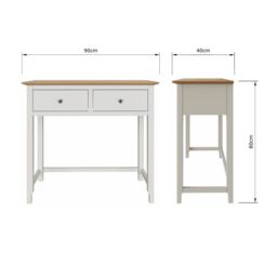 FWStyle White Linen 2 Drawer Dressing Table Oak Top Assembled - thumbnail 5