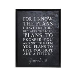 "Artery8 Jeremiah 29 11 I Know The Plans Have Bible Quote Framed Canvas Wall Art Print in Grey - Size: W18"" x H24""" - thumbnail 1