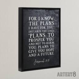 "Artery8 Jeremiah 29 11 I Know The Plans Have Bible Quote Framed Canvas Wall Art Print in Grey - Size: W18"" x H24""" - thumbnail 2