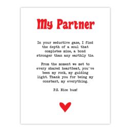 "Artery8 Love Poem My Everything Partner Romantic Poetry Wall Art Print in White - Size: W24"" x H32""" - thumbnail 1