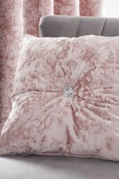 Catherine Lansfield Crushed Velvet Cushion in Pink - Size: 55 cm x 55 cm - thumbnail 1
