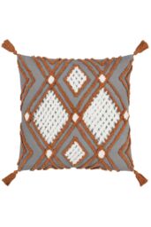 Furn Aquene 100% Cotton Tufted Tasselled Cushion in Charcoal - Size: 50 cm x 50 cm - thumbnail 1