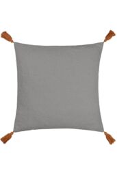 Furn Aquene 100% Cotton Tufted Tasselled Cushion in Charcoal - Size: 50 cm x 50 cm - thumbnail 2