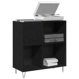 Berkfield Home Record Cabinet Black Oak 84.5x38x90 cm Engineered Wood - thumbnail 3