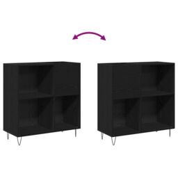 Berkfield Home Record Cabinet Black Oak 84.5x38x90 cm Engineered Wood - thumbnail 9