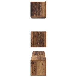 Berkfield Home Wall TV Cabinet with Shelf Wall-mounted with Storage with Door 4 pcs Old wood 80 x 30 x 30.5 cm in Brown - thumbnail 9
