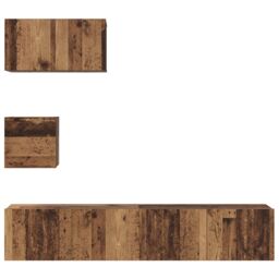 Berkfield Home Wall TV Cabinet with Shelf Wall-mounted with Storage with Door 4 pcs Old wood 80 x 30 x 30.5 cm in Brown - thumbnail 8