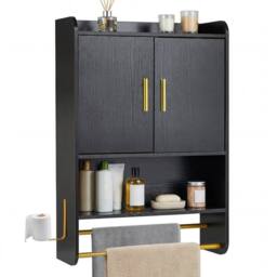 EONLION Bathroom Wall Cabinet Wall Mounted in Black
