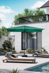 Garden Sanctuary Rectangular Sunshade Waterproof Garden Parasol with Plastic Base in Green - thumbnail 2