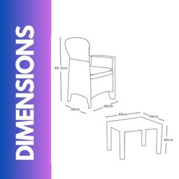 FURNOS Set of 3 Polyrattan Garden Bistro Furniture Set in Grey - thumbnail 6