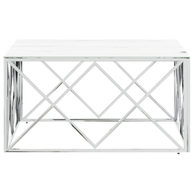 Berkfield Home Modern Coffee Table Silver 80x80x40 cm Stainless Steel & Glass - Size: 80 x 80 x 40 cm - image 1