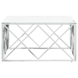 Berkfield Home Modern Coffee Table Silver 80x80x40 cm Stainless Steel & Glass - Size: 80 x 80 x 40 cm - thumbnail 1