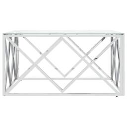 Berkfield Home Modern Coffee Table Silver 80x80x40 cm Stainless Steel & Glass - Size: 80 x 80 x 40 cm - thumbnail 4