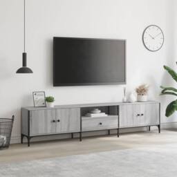 Berkfield Home TV Cabinet with Drawer Grey Sonoma 200x25x44 cm Engineered Wood - Size: 200 x 25 x 44 cm - thumbnail 1
