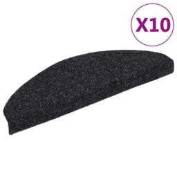 Berkfield Home Self-adhesive Stair Mats 10 pcs Black 65x21x4 cm Needle Punch - Size: Medium - thumbnail 3