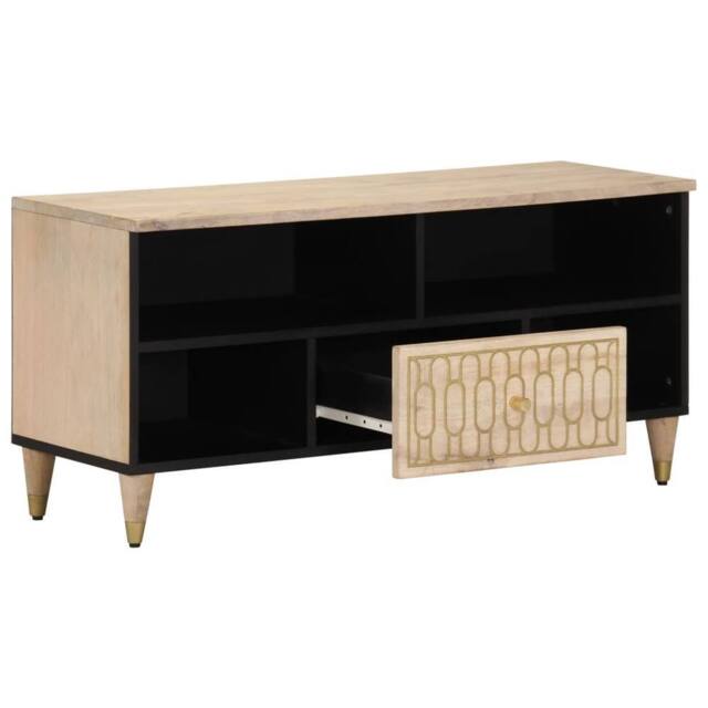 Berkfield Home TV Cabinet 100x33x46 cm Solid Wood Mango in Brown - Size: 100 x 33 x 46 cm - image 1