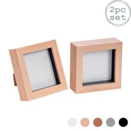 "Nicola Spring 3D Box Photo Frames - 4 x 4"" - Pack of 2 in Light Brown"