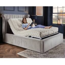 PARADISE BEDS LTD Majestic Electric Adjustable Bed With Mattress & Headboard in Silver - Size: Small Double - thumbnail 5