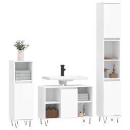 Berkfield Home 3 Piece Bathroom Furniture Set White Engineered Wood - thumbnail 3