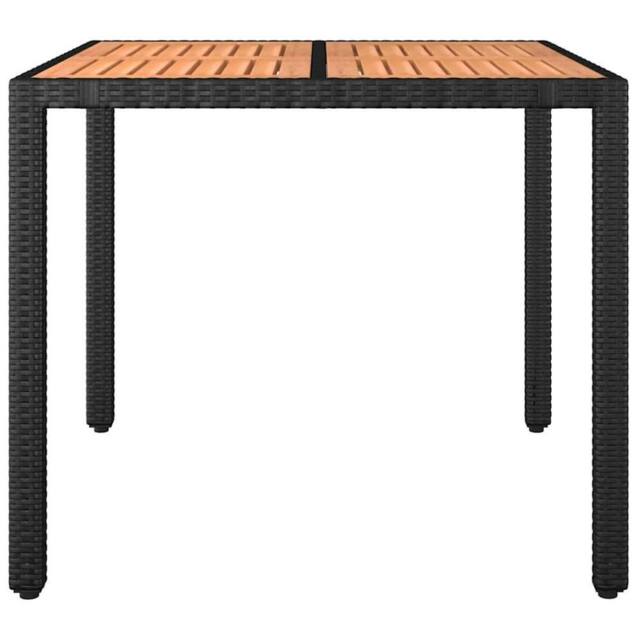 Berkfield Home Garden Table with Wooden Top Black Poly Rattan&Solid Wood Acacia - image 1