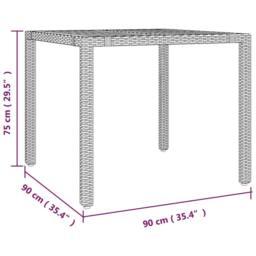 Berkfield Home Garden Table with Wooden Top Black Poly Rattan&Solid Wood Acacia - thumbnail 6