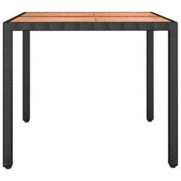 Berkfield Home Garden Table with Wooden Top Black Poly Rattan&Solid Wood Acacia - thumbnail 4