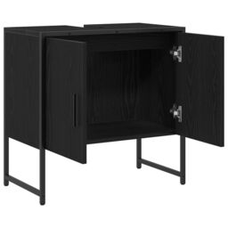 Berkfield Home Bathroom Sink Cabinet Black Oak 60x33x60 cm Engineered Wood - Size: 60 x 33 x 60 cm - thumbnail 5