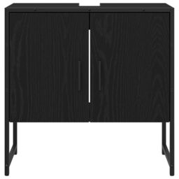Berkfield Home Bathroom Sink Cabinet Black Oak 60x33x60 cm Engineered Wood - Size: 60 x 33 x 60 cm - thumbnail 6