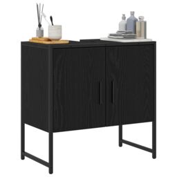 Berkfield Home Bathroom Sink Cabinet Black Oak 60x33x60 cm Engineered Wood - Size: 60 x 33 x 60 cm - thumbnail 3