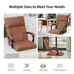 SPETLEK Gaming Floor Chair 14-Position Adjusting Backrest Comfortable in Brown - Size: 0.6m2 - thumbnail 7