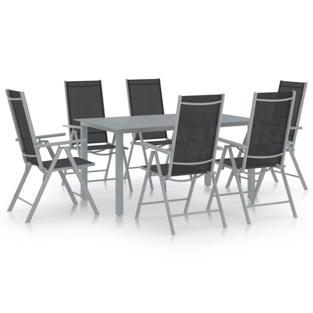 Berkfield Home 7 Piece Garden Dining Set Aluminium Silver & Black - image 1