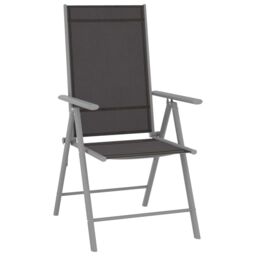 Berkfield Home 7 Piece Garden Dining Set Aluminium Silver & Black - thumbnail 3