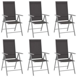 Berkfield Home 7 Piece Garden Dining Set Aluminium Silver & Black - thumbnail 2