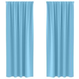 Berkfield Home Curtains with Curtains 2 pcs Light blue 225 x 140 cm Polyester - thumbnail 2