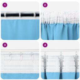 Berkfield Home Curtains with Curtains 2 pcs Light blue 225 x 140 cm Polyester - thumbnail 4
