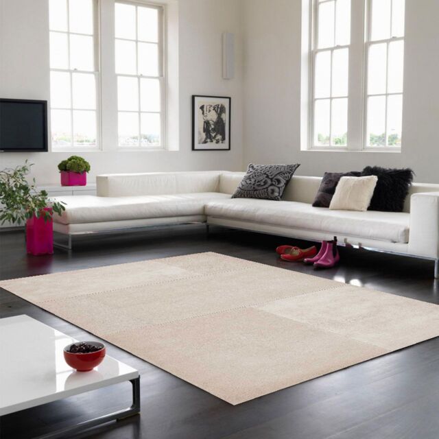 The Rug Shop UK Cream Geometric Luxurious Easy To Clean Cotton Backing Rug - Size: 120 cm x 170 cm - image 1